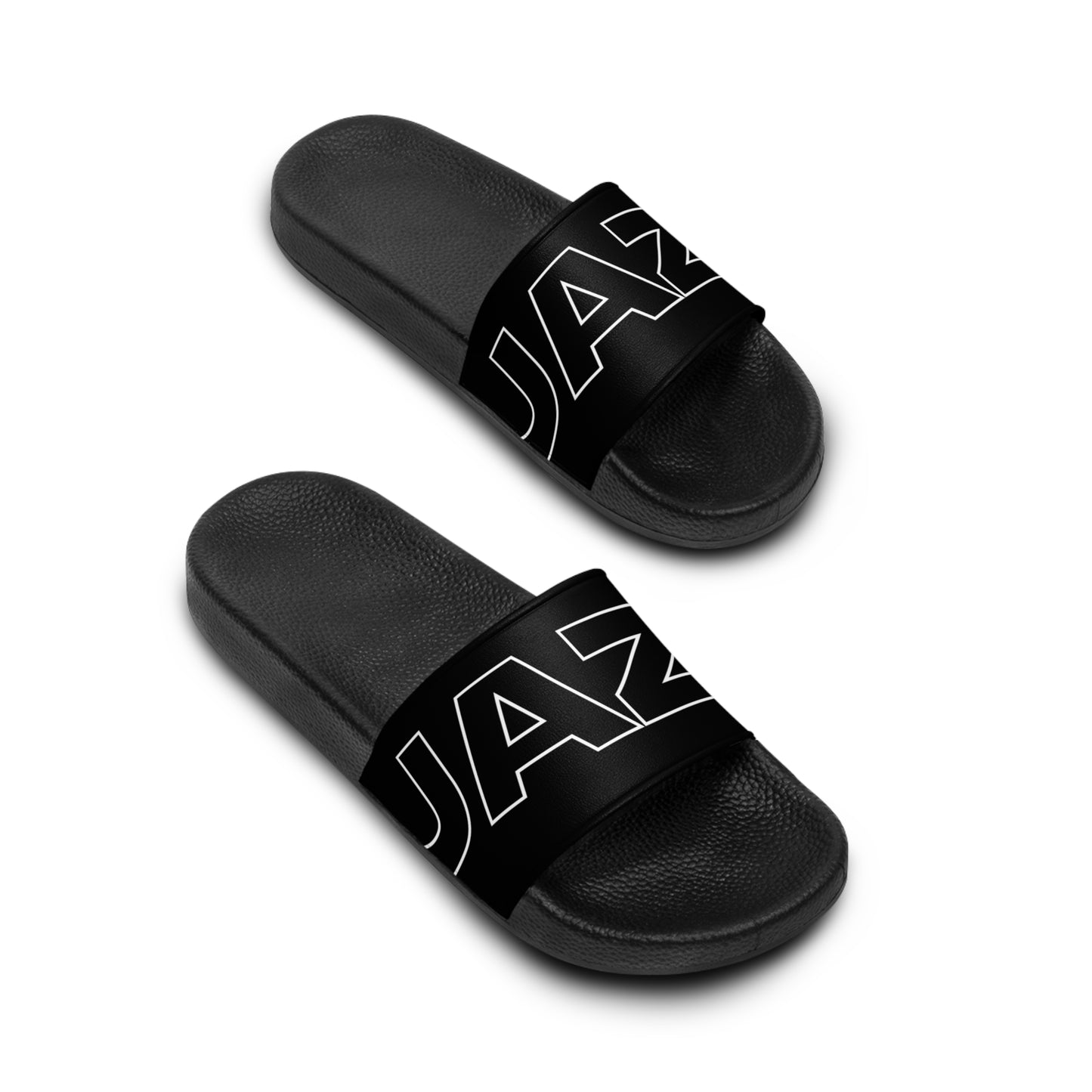 Black & White Men’s Slide Sandals — Bold 'JAZD' Logo Pool Slides
