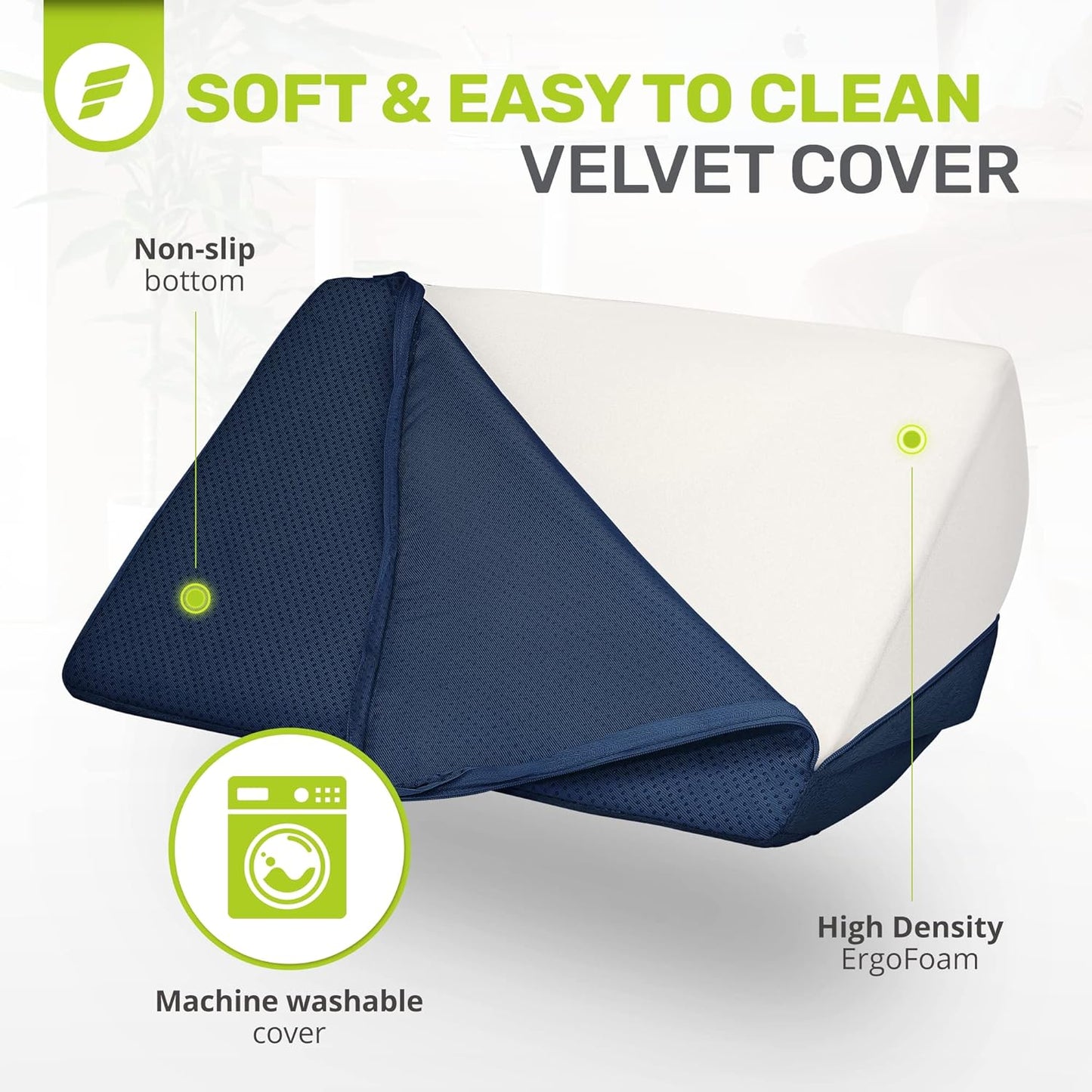 Chiropractor-Approved Adjustable Premium Teardrop Footrest for Lumbar, Back, and Knee Pain Relief (Navy Blue)