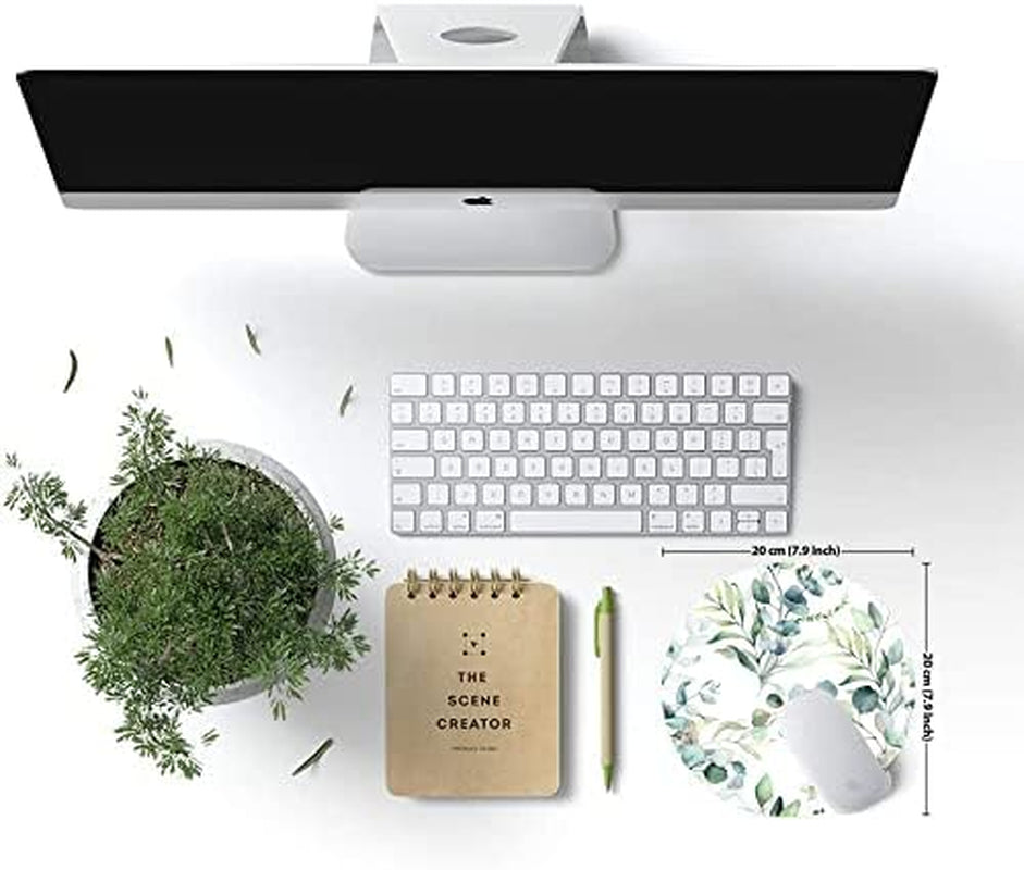 Customized Round Mouse Pad with Grass Leaf Design - Non-Slip Rubber Gaming and Office Mat