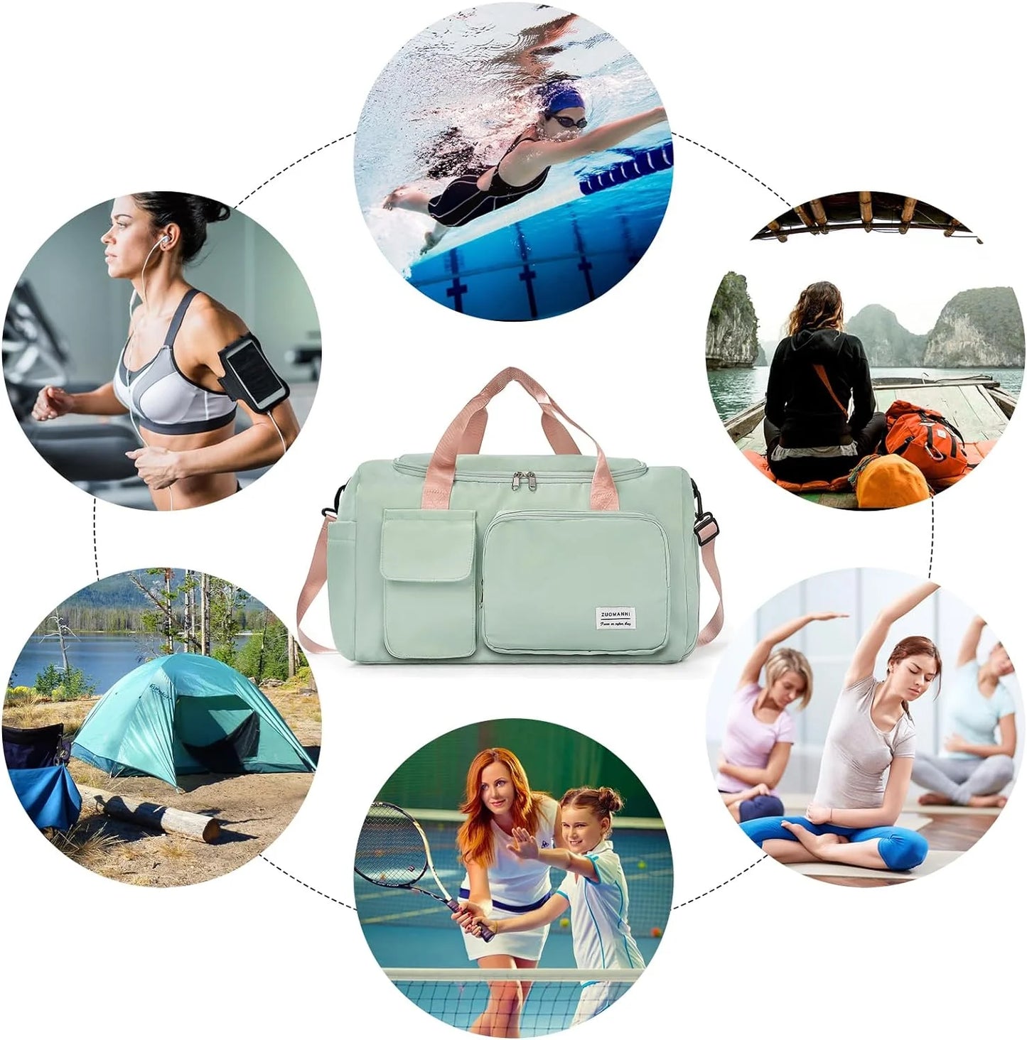 Women's Waterproof Duffle Bag - Versatile Carry-On Weekender with Shoe Compartment and Wet Pocket for Travel, Workouts, and Sports