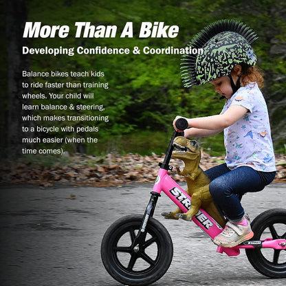 12-Inch No-Pedal Balance Bike for Children Ages 1 to 4 - Features Safety Pad, Padded Seat, Mini Grips, and Flat-Free Tires - Easy Tool-Free Assembly and Adjustments