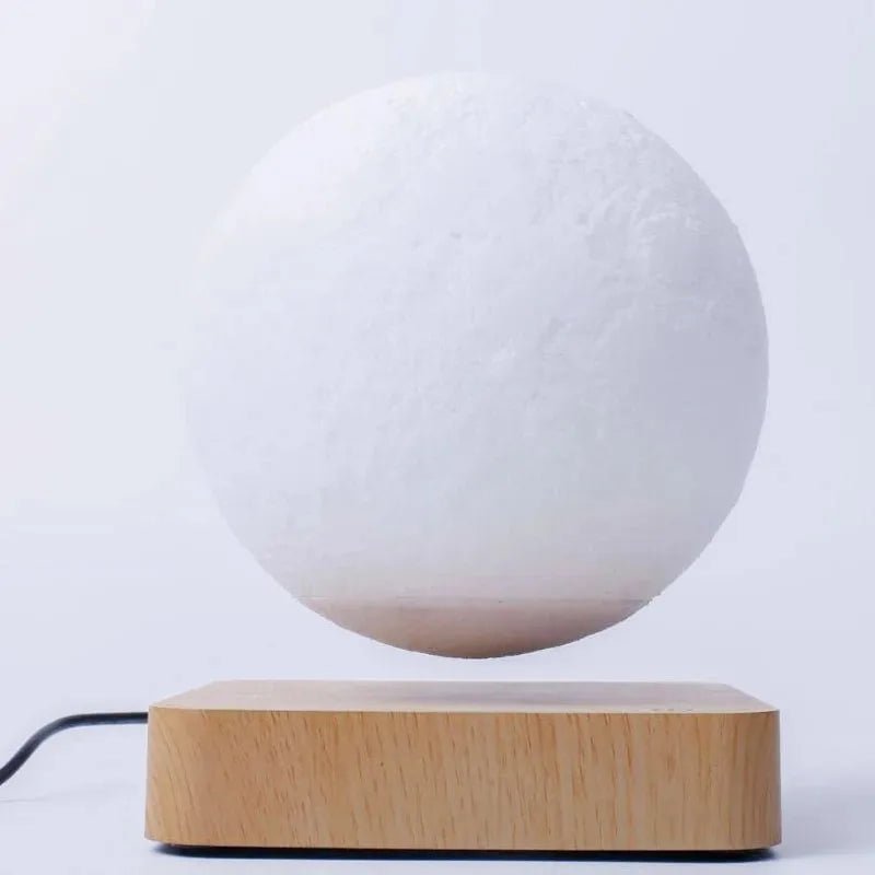 ZK30 Floating 3D Printed LED Moon Lamp with Wooden Base and Magnetic Suspension in Three Colors