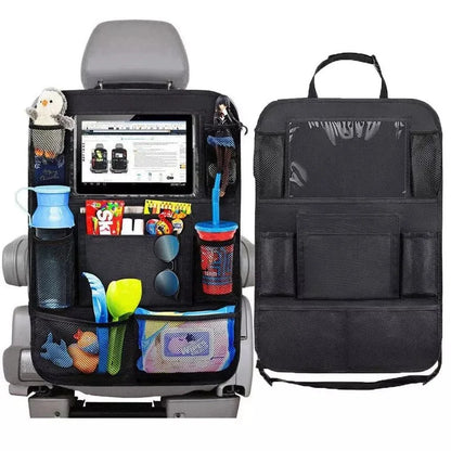 Car Back Seat Organizer with Touchscreen Tablet Holder and Automatic Storage Compartment for Travel