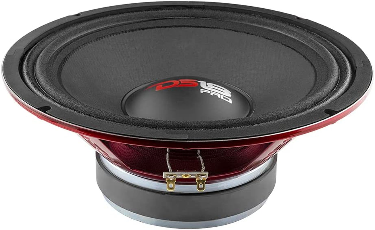 PRO-X10M 10" Midrange Loudspeaker with Red Steel Basket - 600W Max, 300W RMS, 8 Ohms - Premium Audio Door Speaker for Car or Truck Stereo Systems