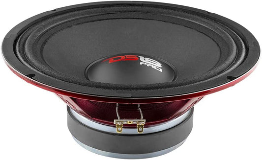PRO-X10M 10" Midrange Loudspeaker with Red Steel Basket - 600W Max, 300W RMS, 8 Ohms - Premium Audio Door Speaker for Car or Truck Stereo Systems
