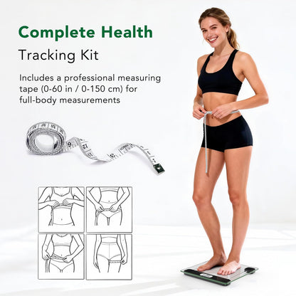 Digital Body Weight Scale with 400 lb Capacity, LCD Display, Step-On Technology, Tempered Glass, Includes Measuring Tape