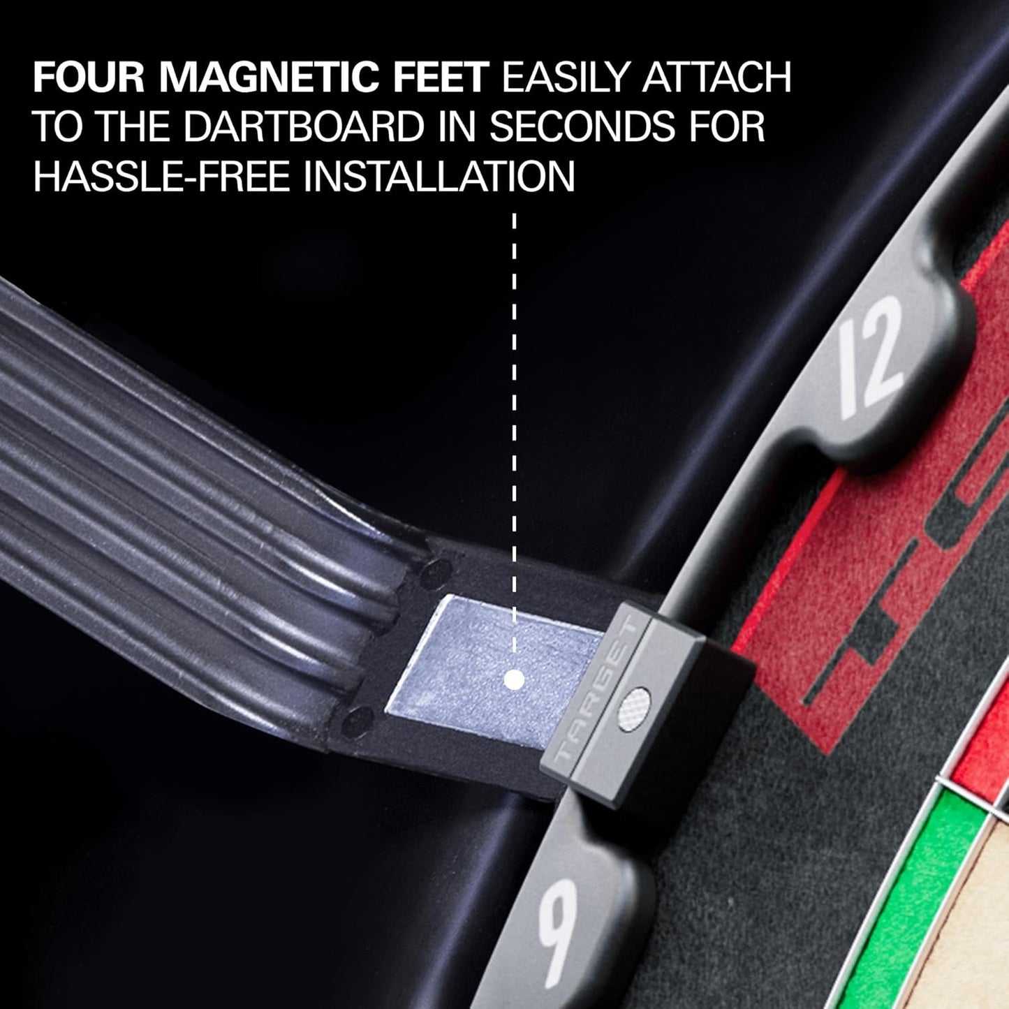 Corona Vision Dartboard Lighting System with Black Frame and White LED Surround Ring Light - Magnetic Feet for Shadow Elimination - Professional Darts Accessories