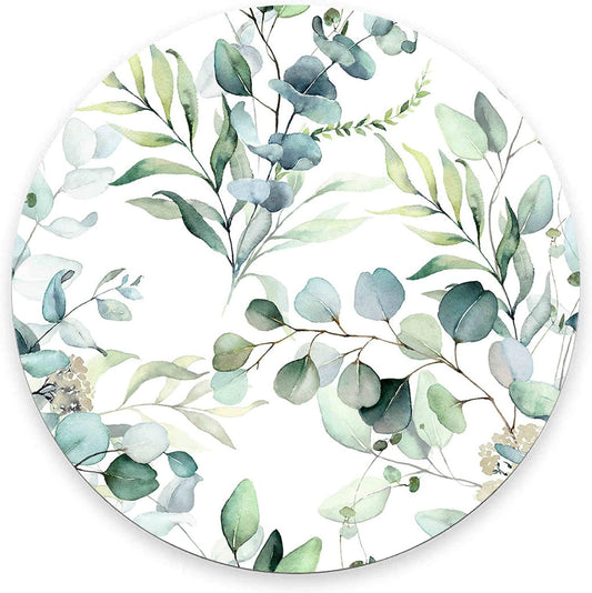 Customized Round Mouse Pad with Grass Leaf Design - Non-Slip Rubber Gaming and Office Mat