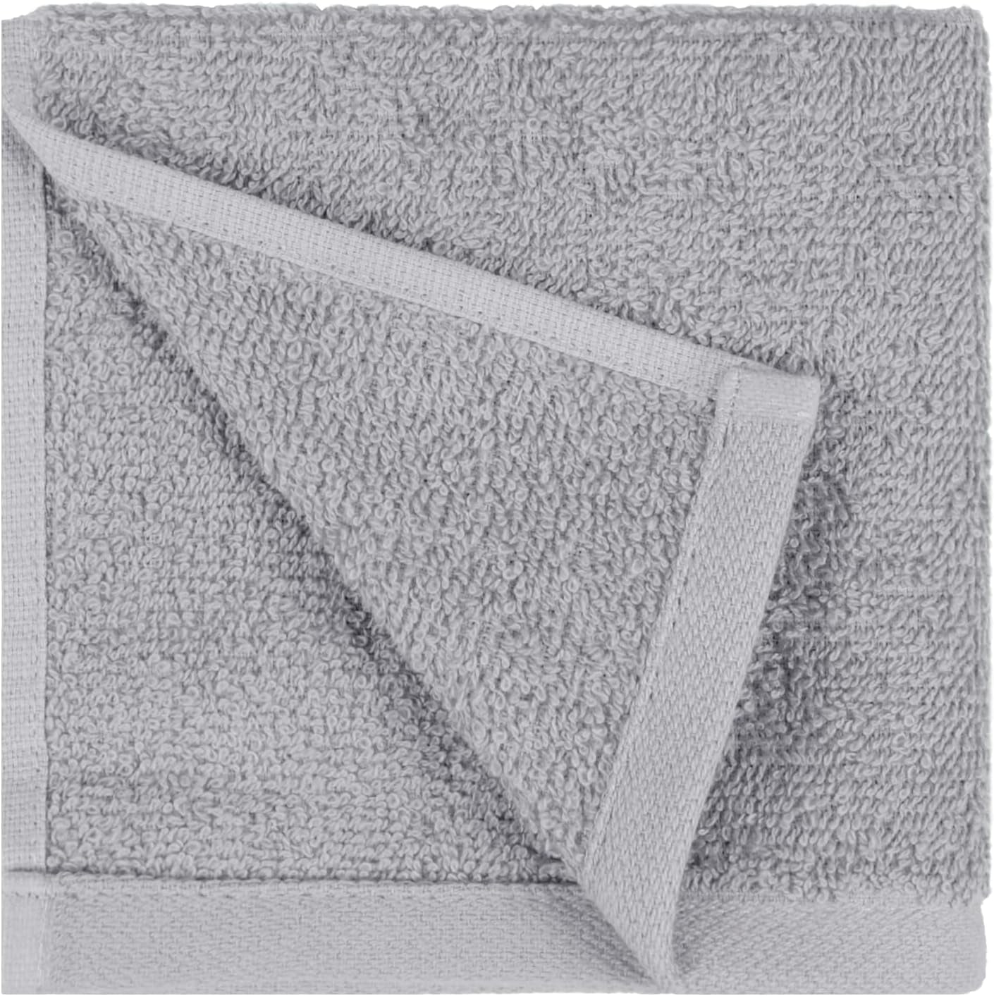 Wash Cloth Set, 100% Cotton, Extra Absorbent, Quick Drying, 30 X 30 Cm, Grey, Pack of 12