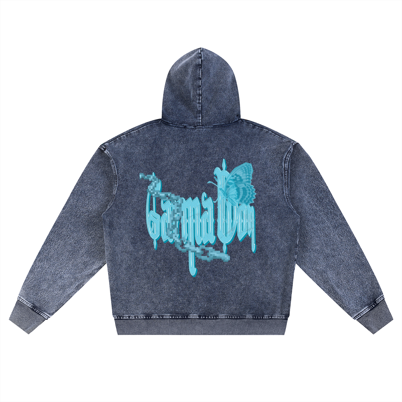 Snow Wash Oversized Zip-Up Hoodie