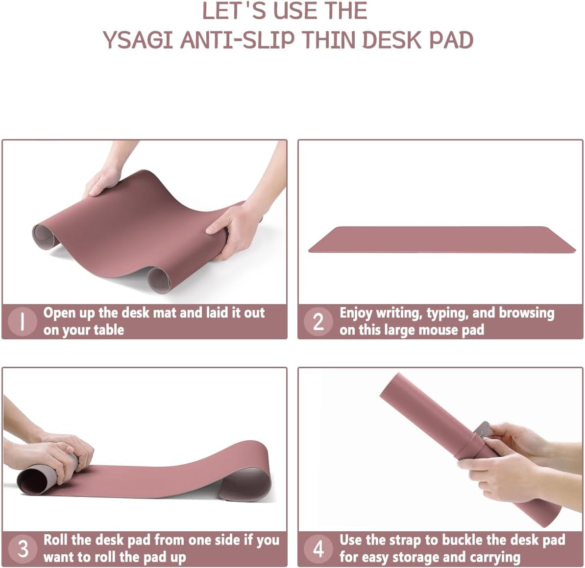 Large Non-Slip Leather Desk Pad – Waterproof Laptop and Keyboard Mat, Table Protector Blotter, Ideal for Office, Home, and Decor (Dark Pink, 35.4" x 17")