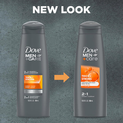DOVE MEN + CARE Fortifying 2-in-1 Shampoo and Conditioner with Caffeine for Resilient, Stronger Hair - 12 oz, Pack of 6