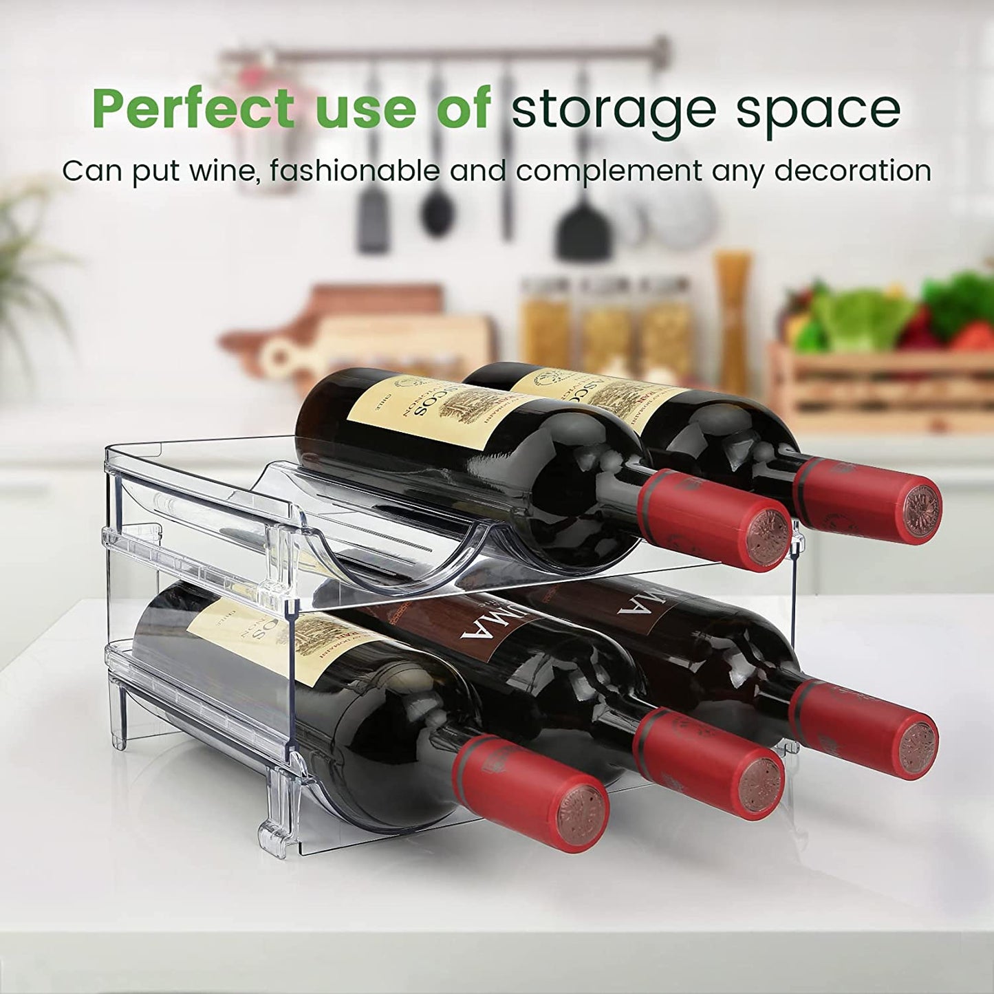 Water Bottle Storage Organizer - 2-Pack Stackable Cabinet Holder