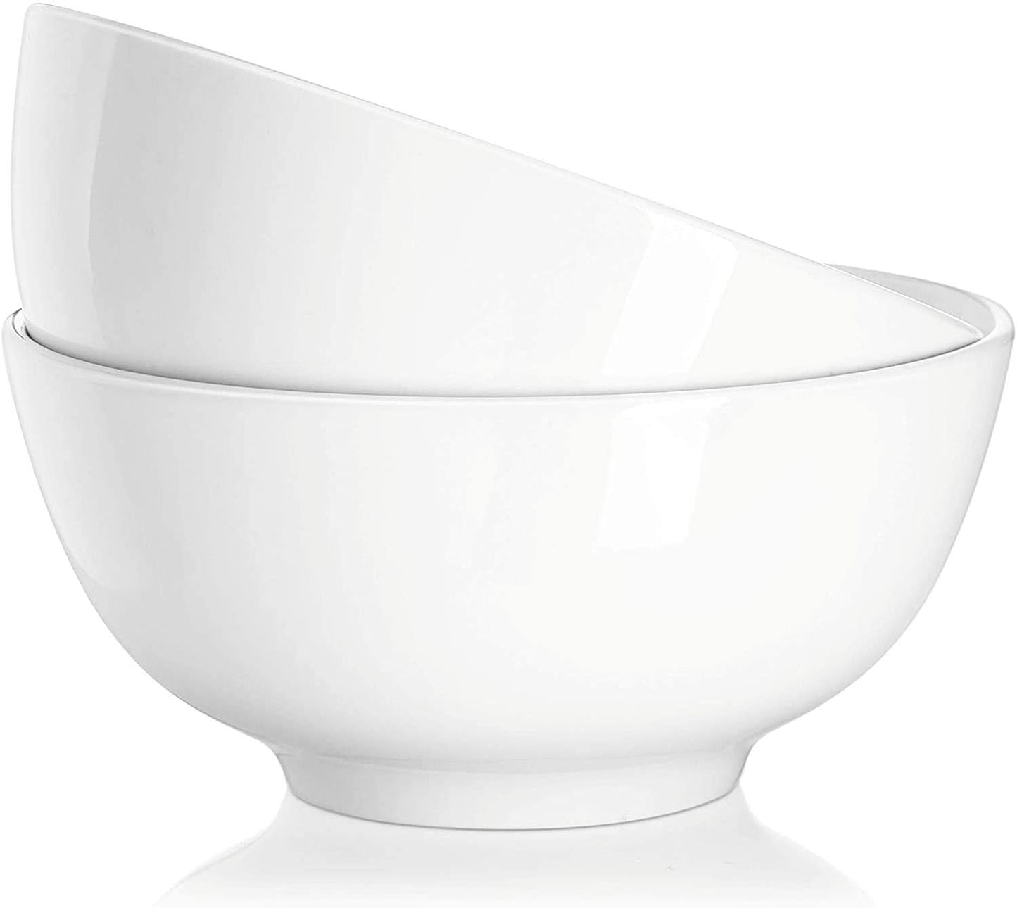 22-Ounce Porcelain Soup and Cereal Bowls Set - Dishwasher & Microwave Safe, Elegant White Serving Bowls for Salad, Rice, Pasta, and Oatmeal