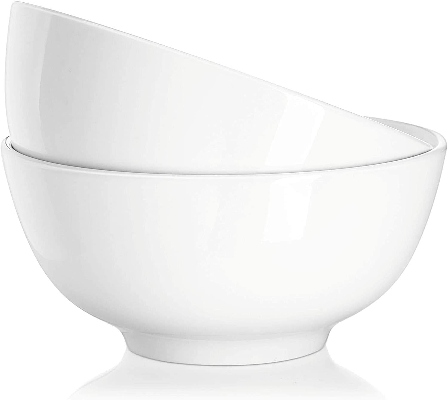 22-Ounce Porcelain Soup and Cereal Bowls Set - Dishwasher & Microwave Safe, Elegant White Serving Bowls for Salad, Rice, Pasta, and Oatmeal