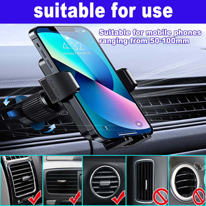 Universal Car Phone Mount with Air Vent Clip and Adjustable Long Arm for All Smartphones