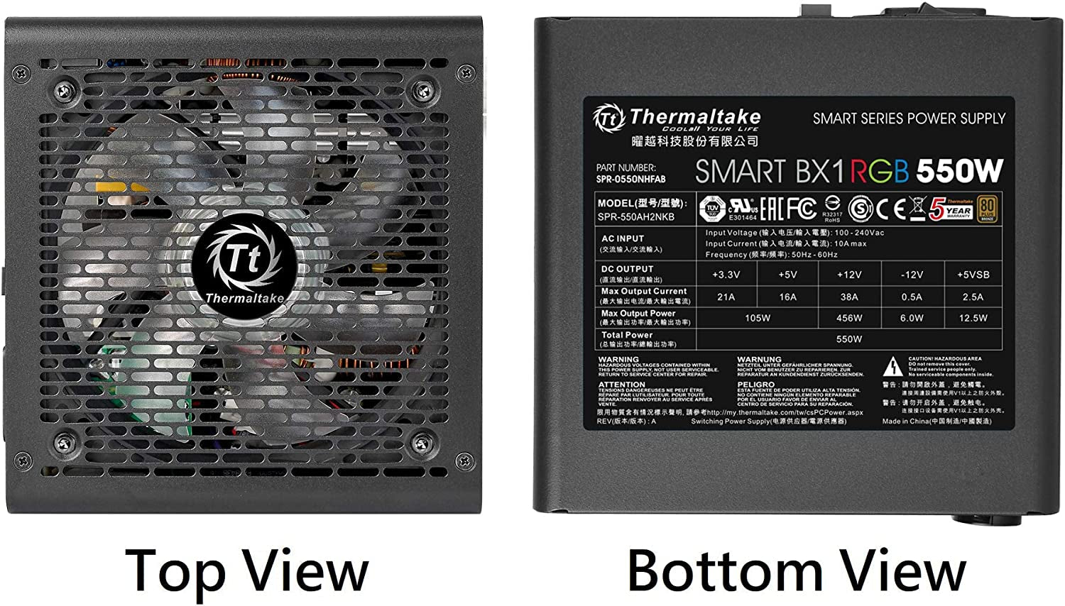 Smart BX1 RGB 550W 80+ Bronze Non-Modular Power Supply - SLI/Crossfire-Compatible, Haswell Ready, ATX12V V2.31 / EPS 12V, 5-Year Warranty