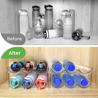 Water Bottle Storage Organizer - 2-Pack Stackable Cabinet Holder