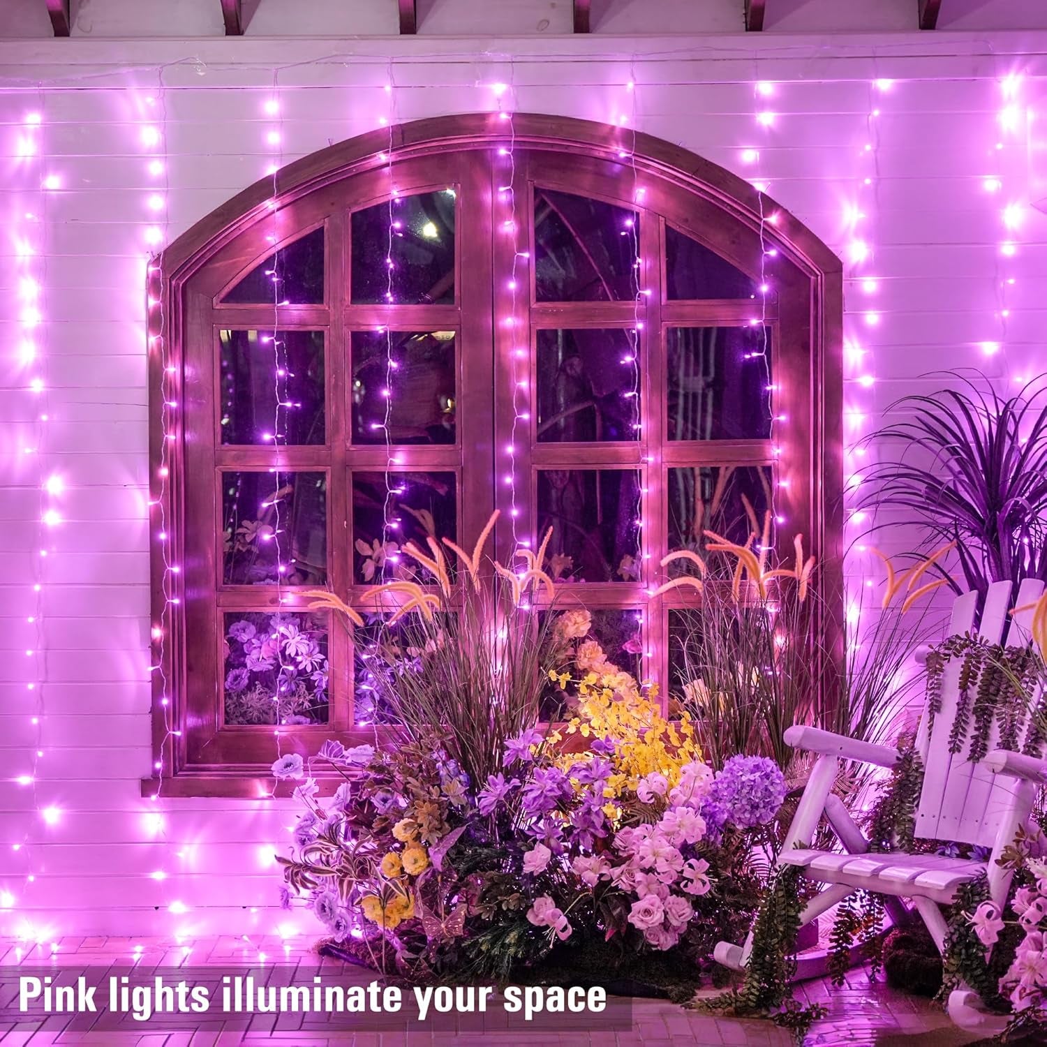300 LED Pink Curtain Lights with Remote Control - Versatile Indoor/Outdoor Décor for Bedrooms, Parties, and Special Occasions, 9.8 x 9.8 Ft
