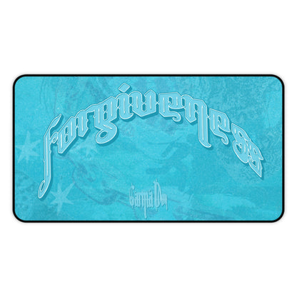 Aqua Ice Vibe Desk Mat — Frosted Script Gaming Mouse Pad