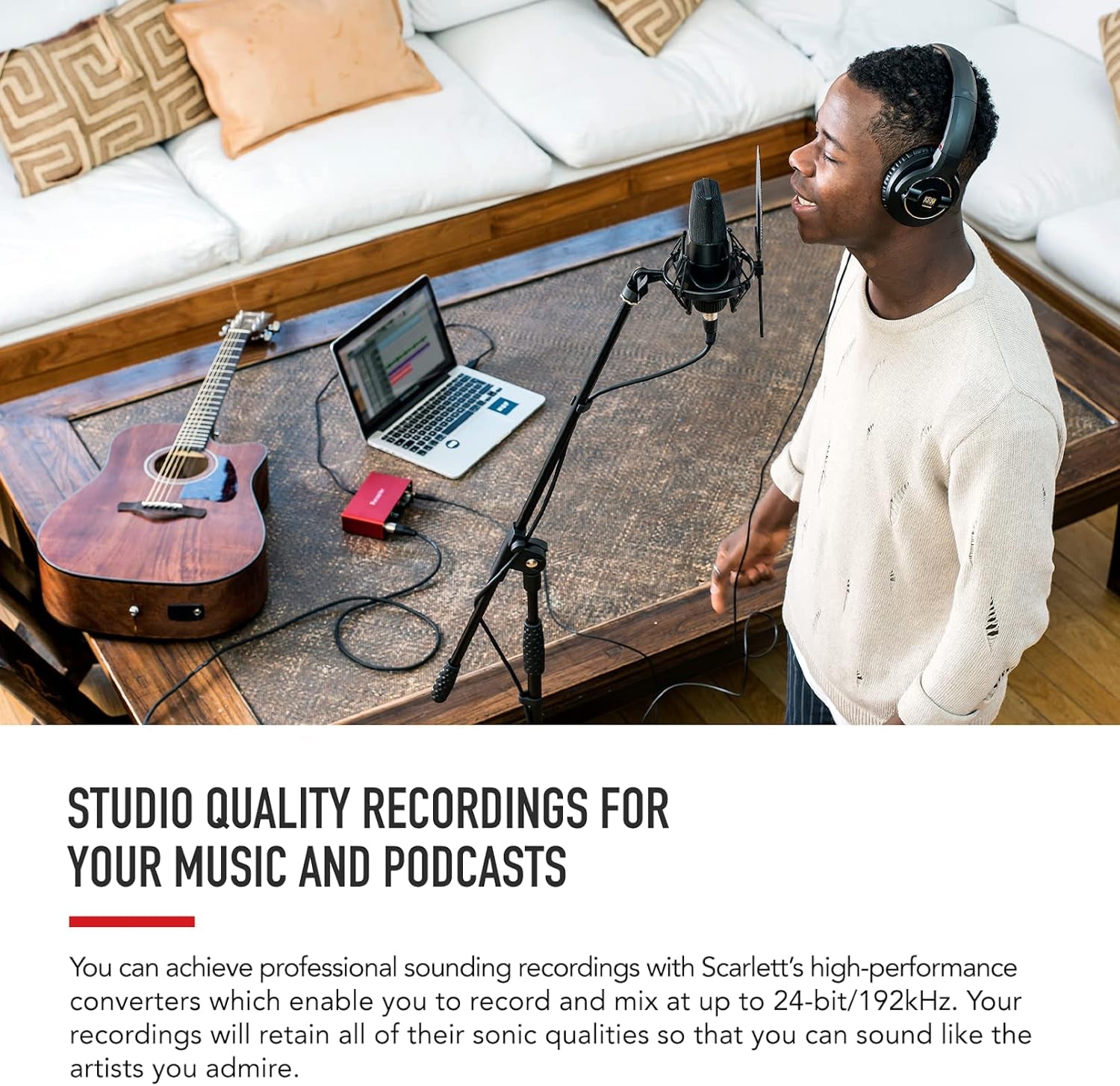 Scarlett Solo 3Rd Gen USB Audio Interface for Guitarists, Vocalists, Podcasters or Producers to Record and Playback Studio Quality Sound