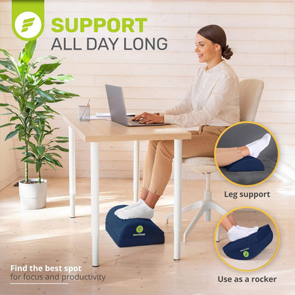 Chiropractor-Approved Adjustable Premium Teardrop Footrest for Lumbar, Back, and Knee Pain Relief (Navy Blue)