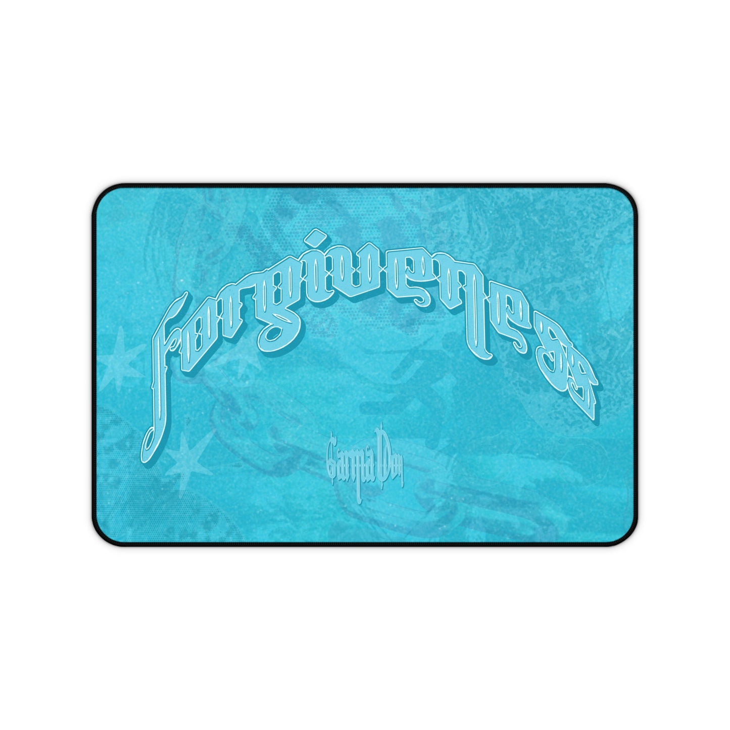 Aqua Ice Vibe Desk Mat — Frosted Script Gaming Mouse Pad