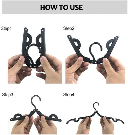 12Pcs Foldable Clothes Hangers for Traveling Black