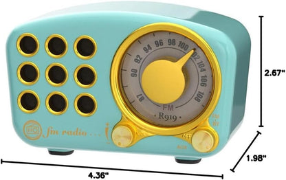 Vintage-Inspired Bluetooth Speaker with FM Radio, Enhanced Bass, High Volume, Bluetooth 5.0 Connectivity, TF Card and MP3 Playback (Blue)
