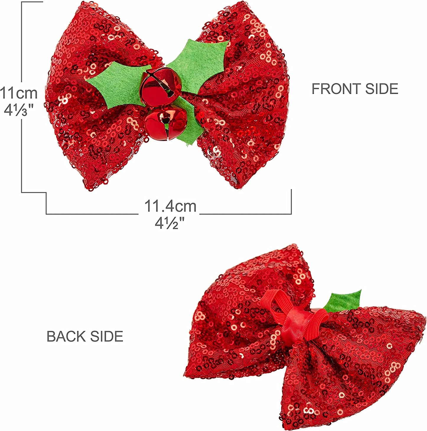 Christmas Holly Dog Collar with Bowtie, Adjustable 12"-16" Neck, Festive Collar for Small Dogs