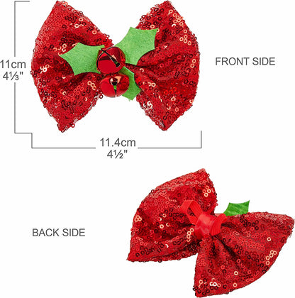 Christmas Holly Dog Collar with Bowtie, Adjustable 12"-16" Neck, Festive Collar for Small Dogs