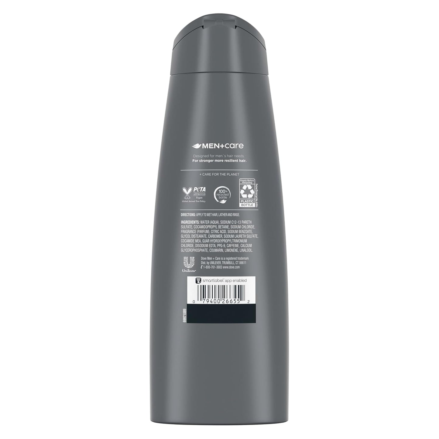 DOVE MEN + CARE Fortifying 2-in-1 Shampoo and Conditioner with Caffeine for Resilient, Stronger Hair - 12 oz, Pack of 6
