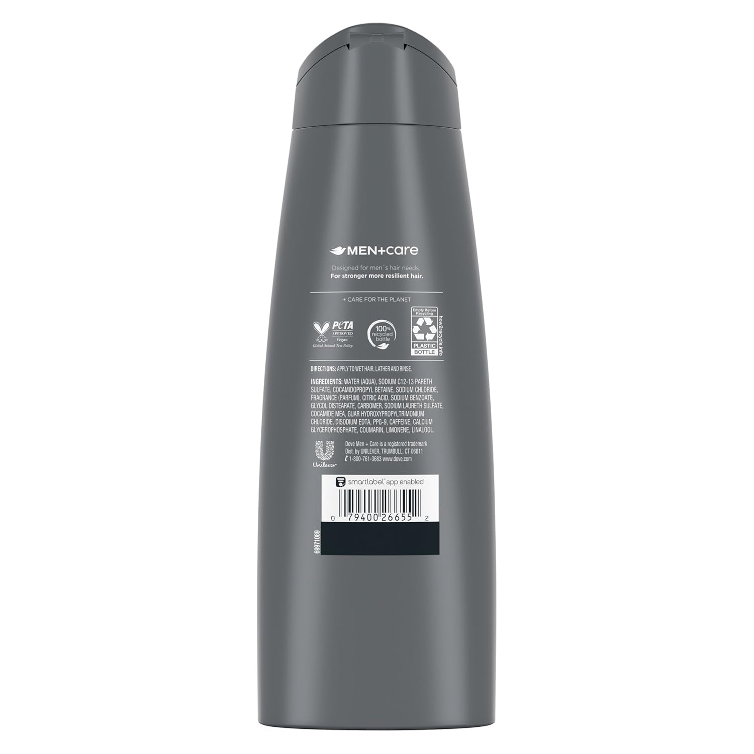 DOVE MEN + CARE Fortifying 2-in-1 Shampoo and Conditioner with Caffeine for Resilient, Stronger Hair - 12 oz, Pack of 6