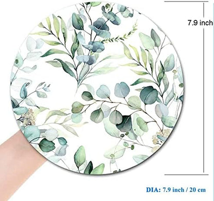 Customized Round Mouse Pad with Grass Leaf Design - Non-Slip Rubber Gaming and Office Mat