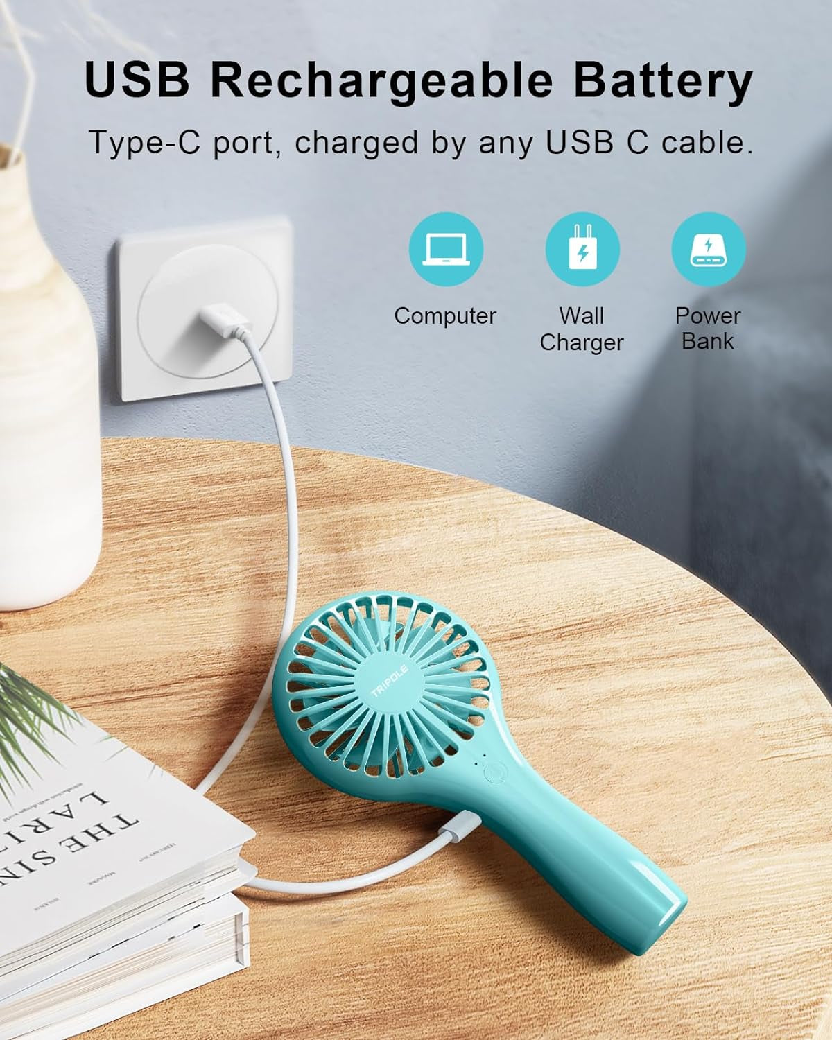 Compact Rechargeable Handheld Fan with Adjustable Speed and Stylish Design for Personal Use - Ideal for Travel and Outdoor Activities