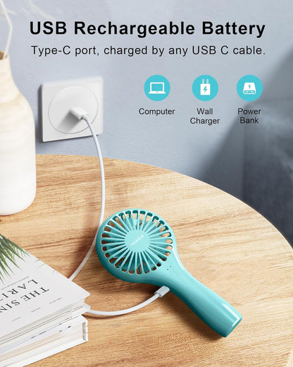 Compact Rechargeable Handheld Fan with Adjustable Speed and Stylish Design for Personal Use - Ideal for Travel and Outdoor Activities