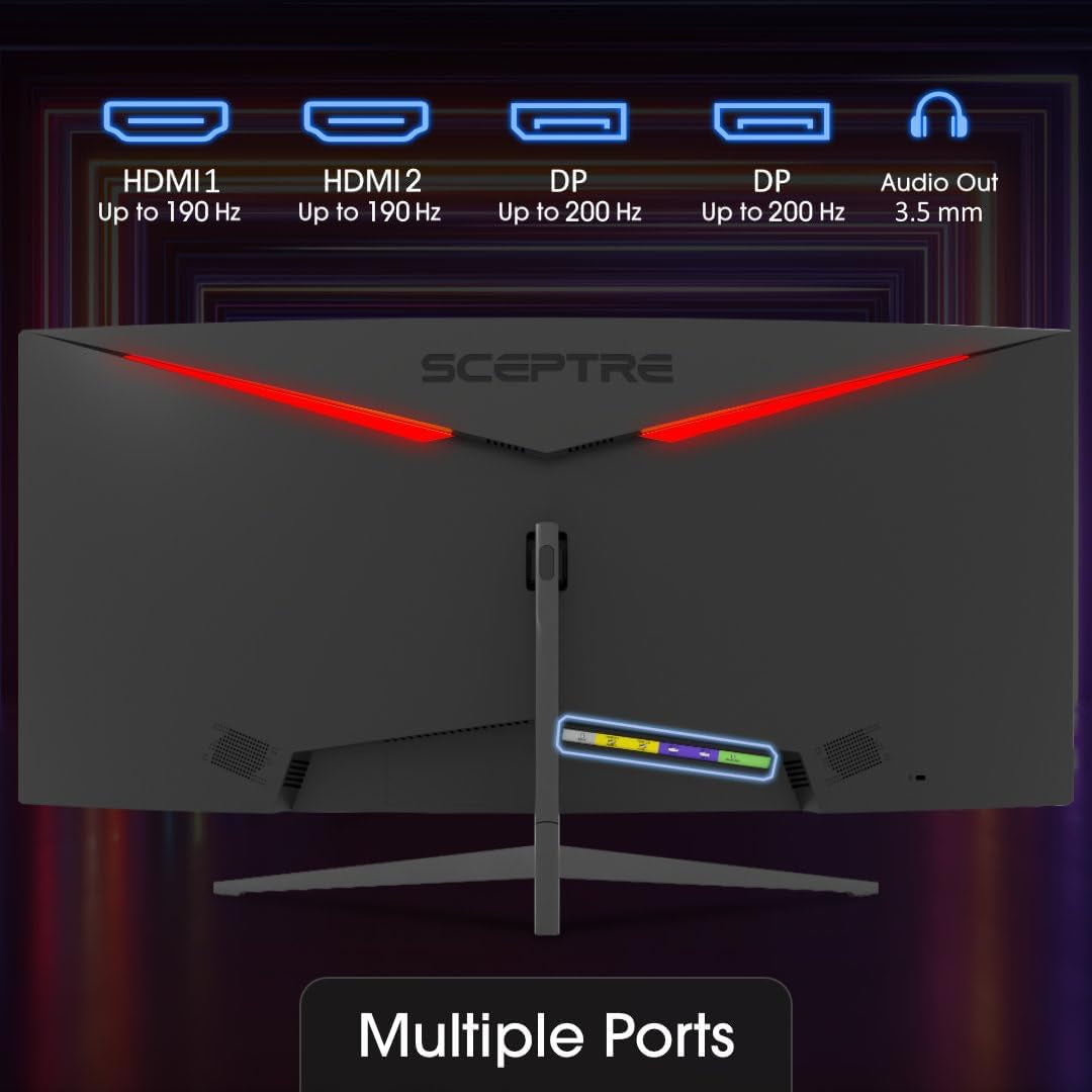30-Inch Curved Ultra Wide Gaming Monitor, 21:9 Aspect Ratio, 2560x1080 Resolution, Up to 200Hz Refresh Rate, HDMI and DisplayPort, Built-In Speakers, Metal Black (C305B-200UN1)