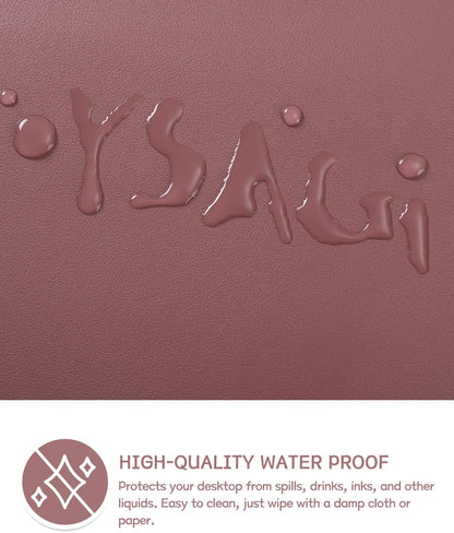 Large Non-Slip Leather Desk Pad – Waterproof Laptop and Keyboard Mat, Table Protector Blotter, Ideal for Office, Home, and Decor (Dark Pink, 35.4" x 17")