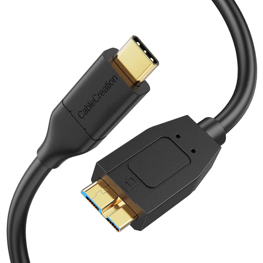 4FT USB-C to Micro B Cable, 10Gbps Data Transfer Speed, Braided Design, Compatible with iPhone 15/16, Seagate WD My Passport, MacBook Pro/Air, iPad/Tablet, Black