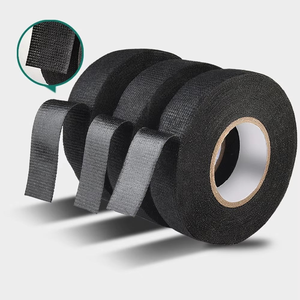 Heat-Resistant Electrical Tape and Harness Insulation Bundle for Auto Wiring - Waterproof Fabric Cloth Wrap and Adhesive Cable Organizer