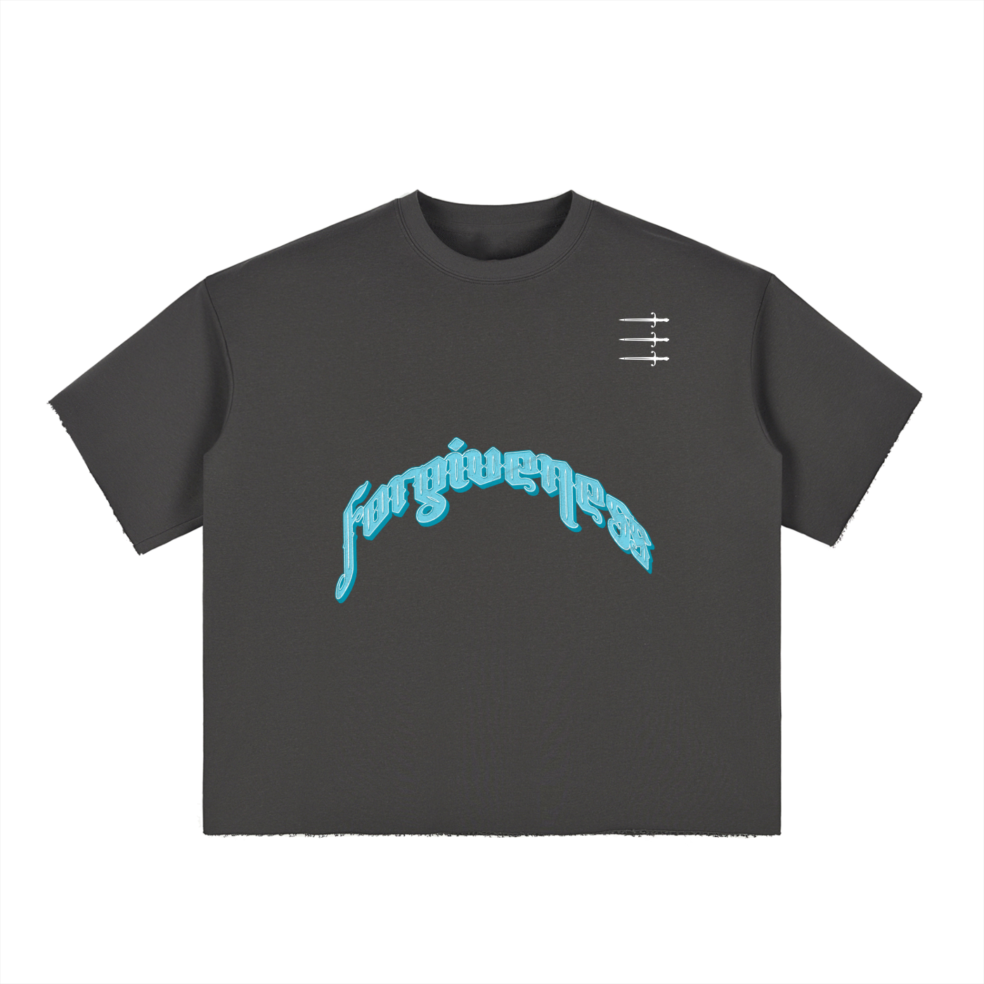 Boxy Half-Sleeve Raw-Edge T-Shirt