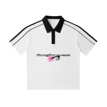 FORGIVENESS Contrast Collar Short-Sleeve Polo Shirt