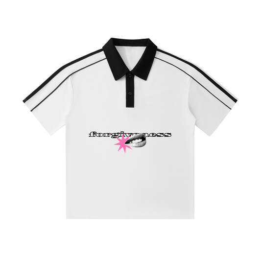 FORGIVENESS Contrast Collar Short-Sleeve Polo Shirt