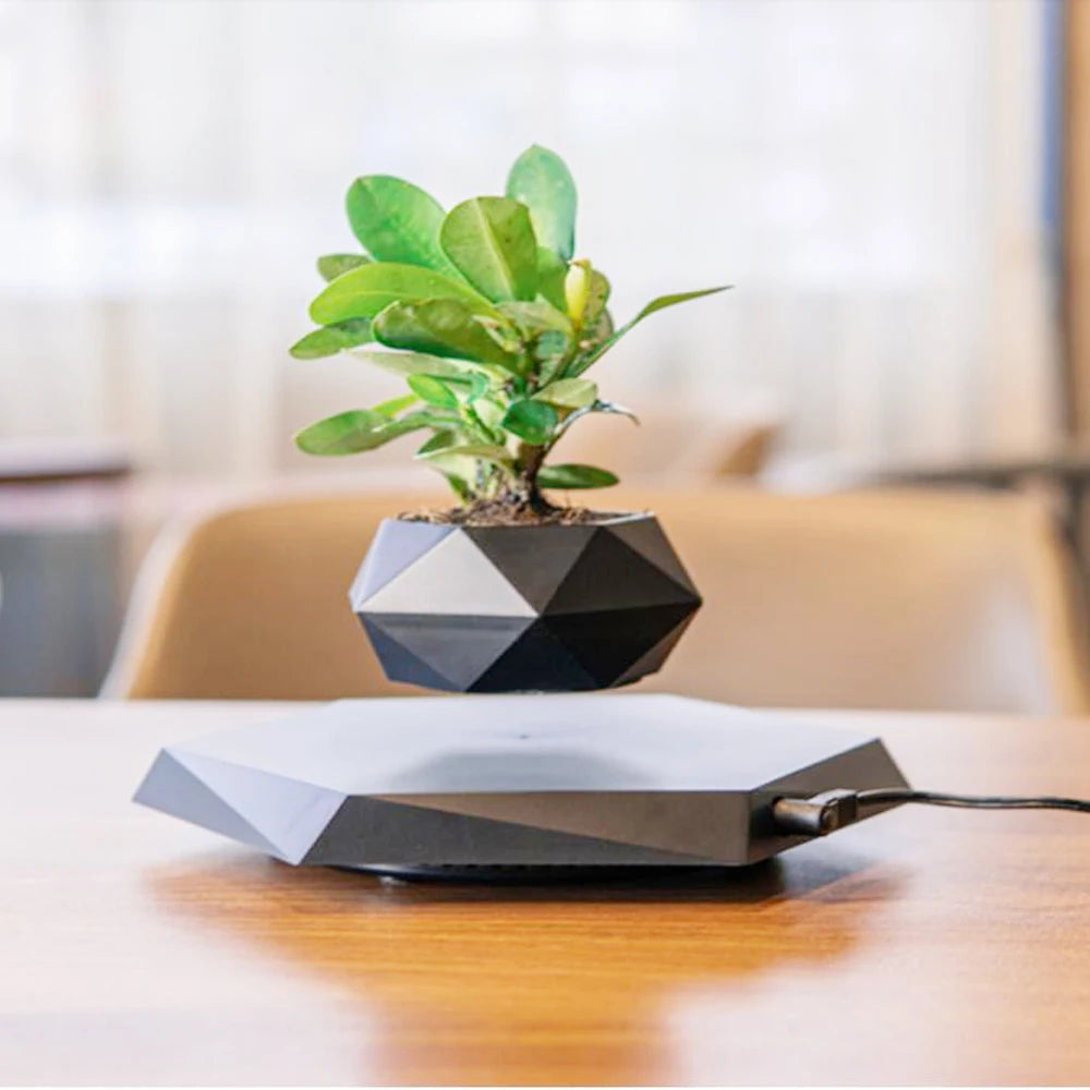Levitating Air Bonsai Pot with Magnetic Suspension - Floating Plant Planter for Desk Decor