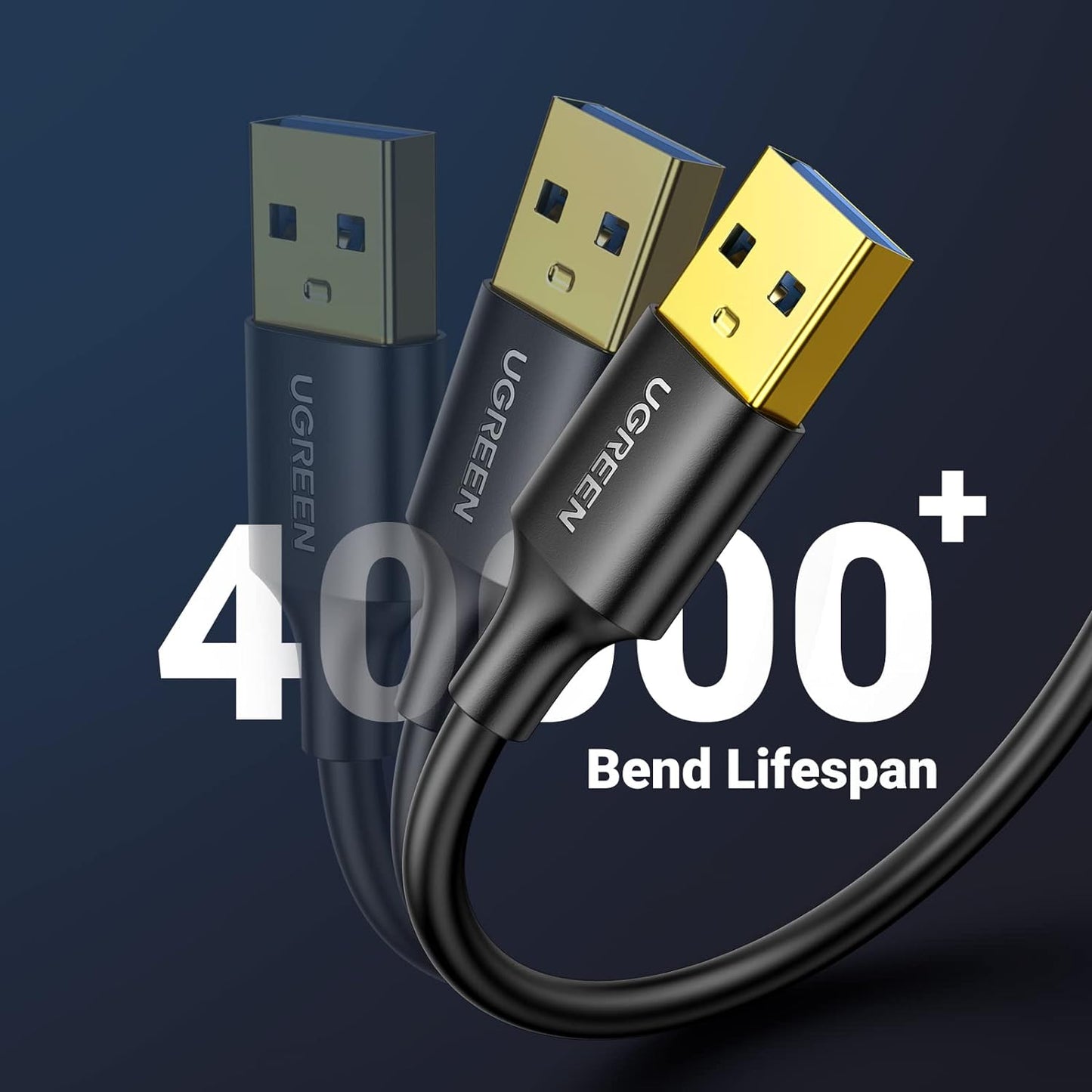 UGREEN USB 3.0 Male to Male Cable, 5 Gbps Data Transfer, Durable Nylon 3.3 FT, Compatible with Hard Drives, Cooling Fans, Cameras, DVD Players, TVs, Flashlights, Hubs, Monitors, Speakers, and More