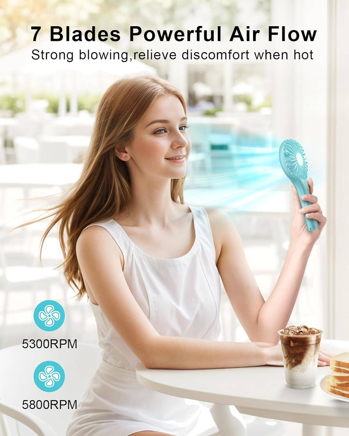 Compact Rechargeable Handheld Fan with Adjustable Speed and Stylish Design for Personal Use - Ideal for Travel and Outdoor Activities