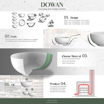 22-Ounce Porcelain Soup and Cereal Bowls Set - Dishwasher & Microwave Safe, Elegant White Serving Bowls for Salad, Rice, Pasta, and Oatmeal