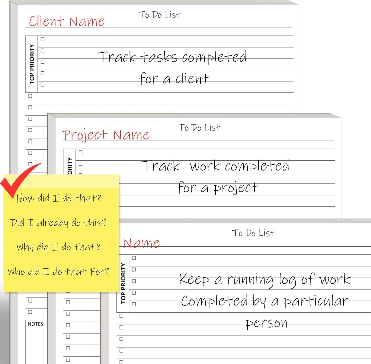 To-Do List Planner Notepad - 60 Pages of Undated Checklist with Priority and Note Sections for Project, Client, and Daily Task Management - 8.5 x 11 A4 Tear Sheets