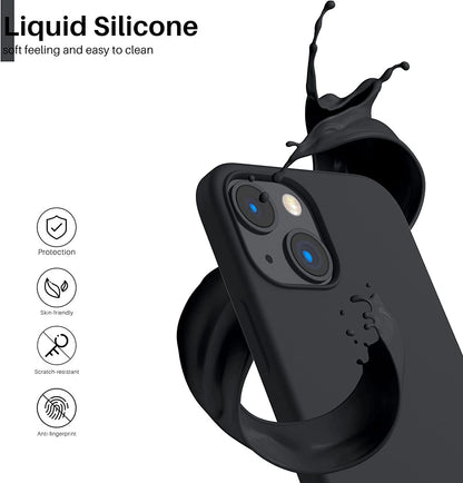 Iphone 13 Mini Case - Slim Liquid Silicone 3-Layer Full Coverage Soft Gel Rubber Phone Cover with Microfiber Lining - 5.4 Inch - Midnight