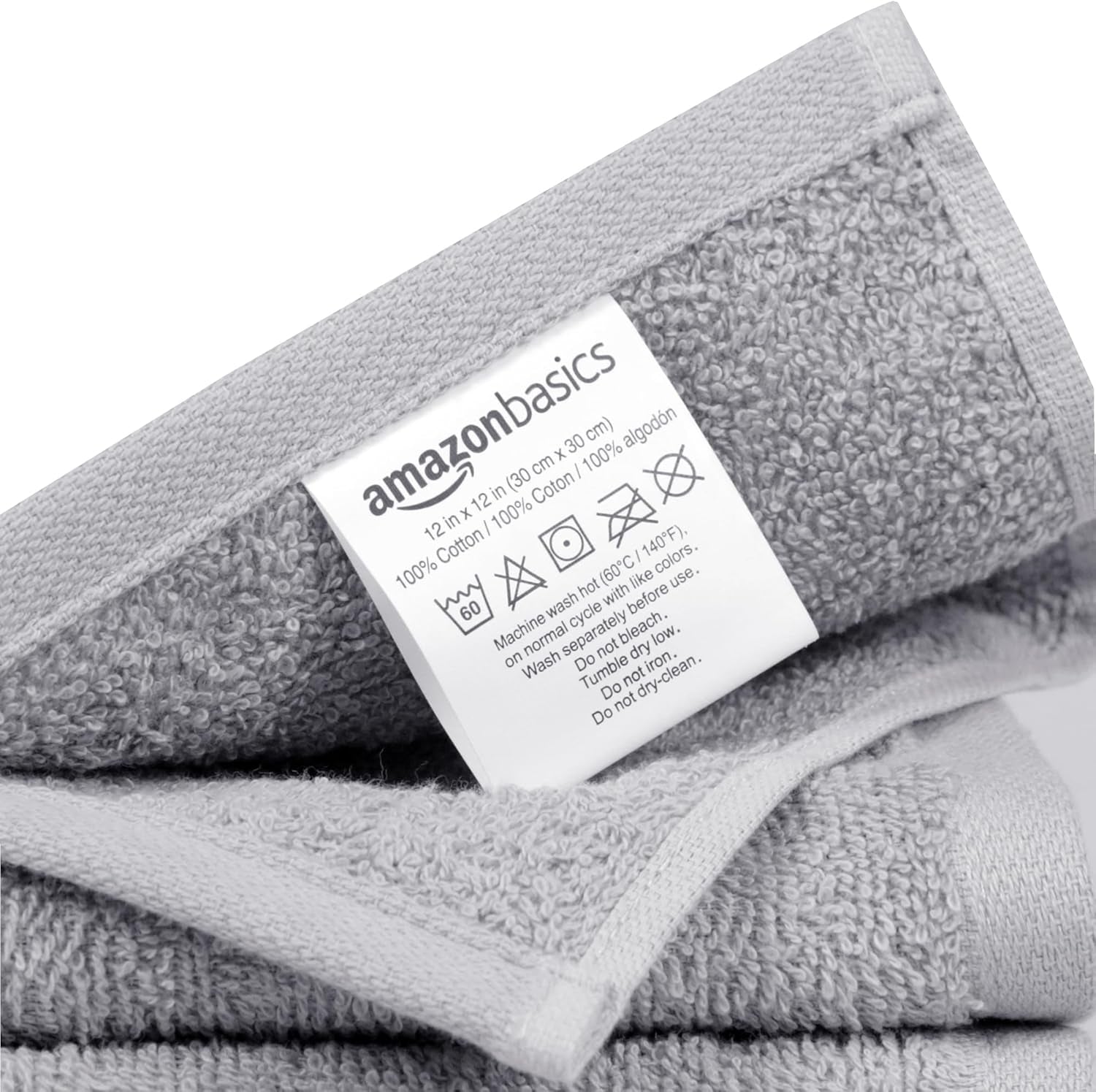 Wash Cloth Set, 100% Cotton, Extra Absorbent, Quick Drying, 30 X 30 Cm, Grey, Pack of 12